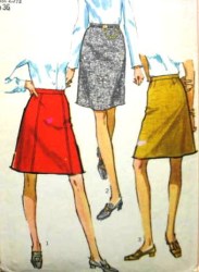 7995 SIMPLICITY SHORTER STRT-A-LINE SKIRTS 1968 PATTERN 25.5'',27''WAIST